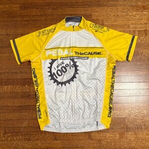 Primal Pedal‎ The Cause Cycling Jersey Men's Medium Yellow "I Give 100%" Bike
